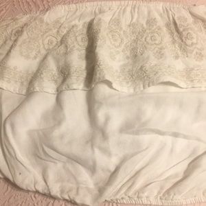 Embroidered lace tube top